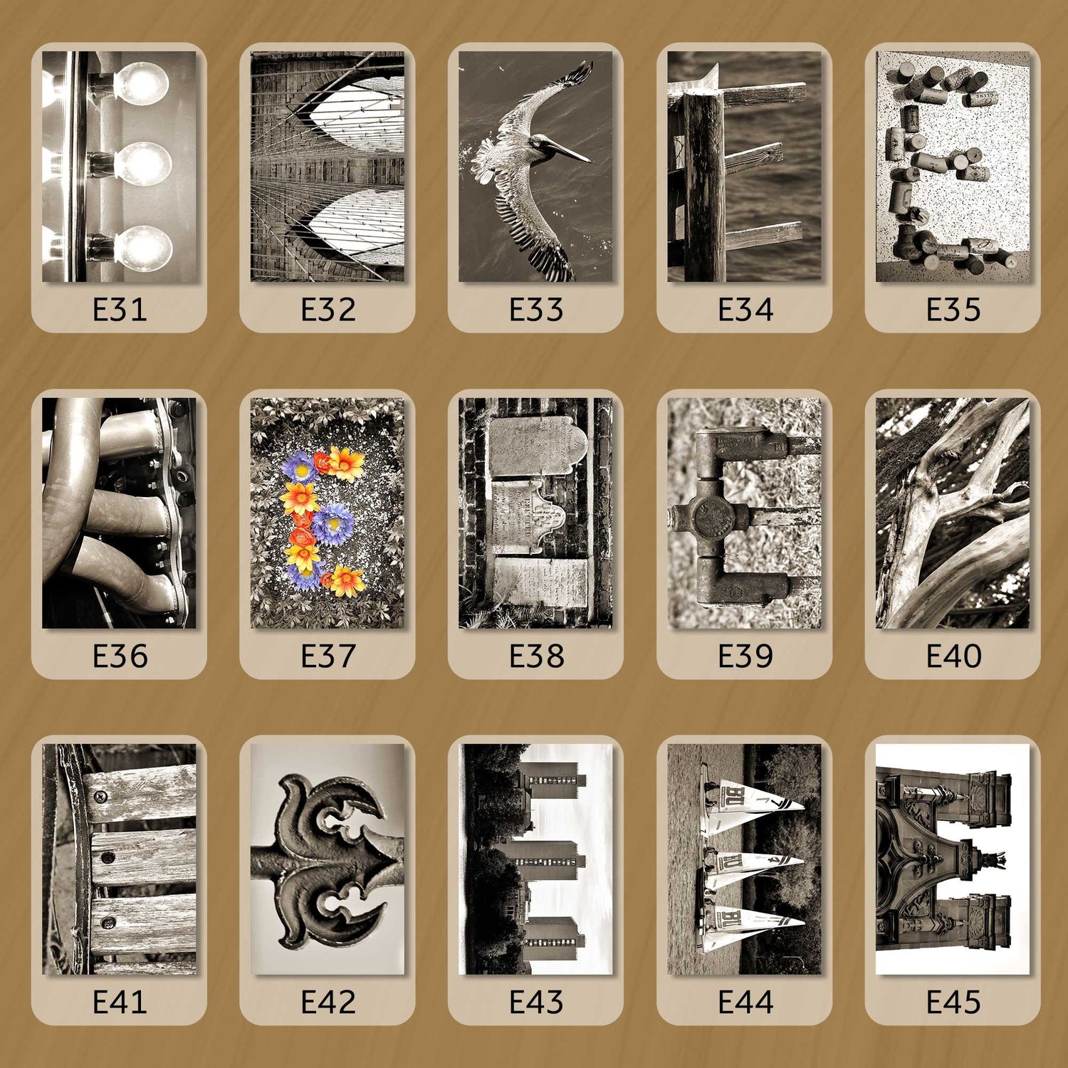 Sepia Letter E