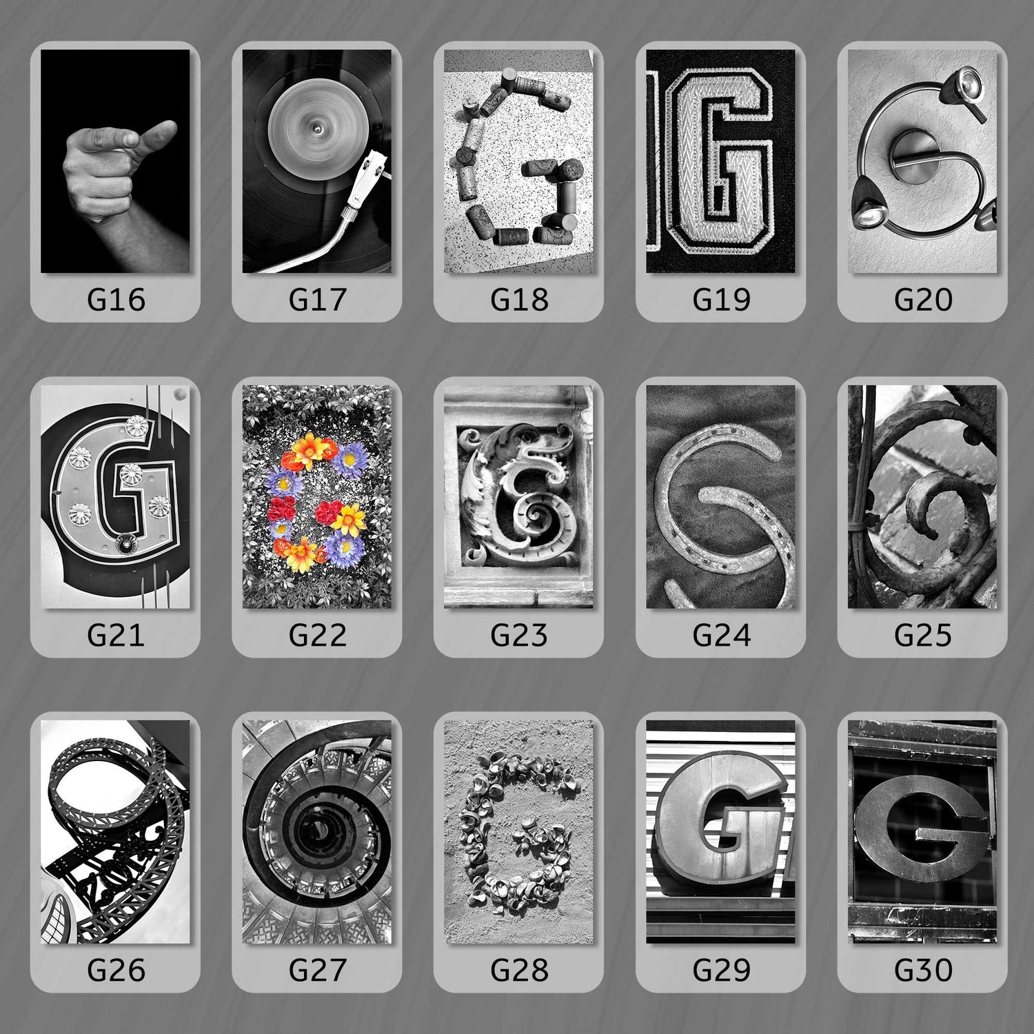 Black and White Letter G