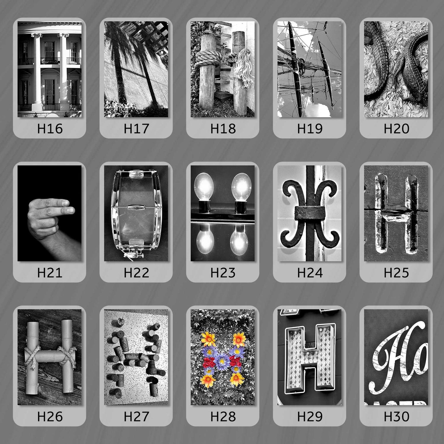 Black and White Letter H