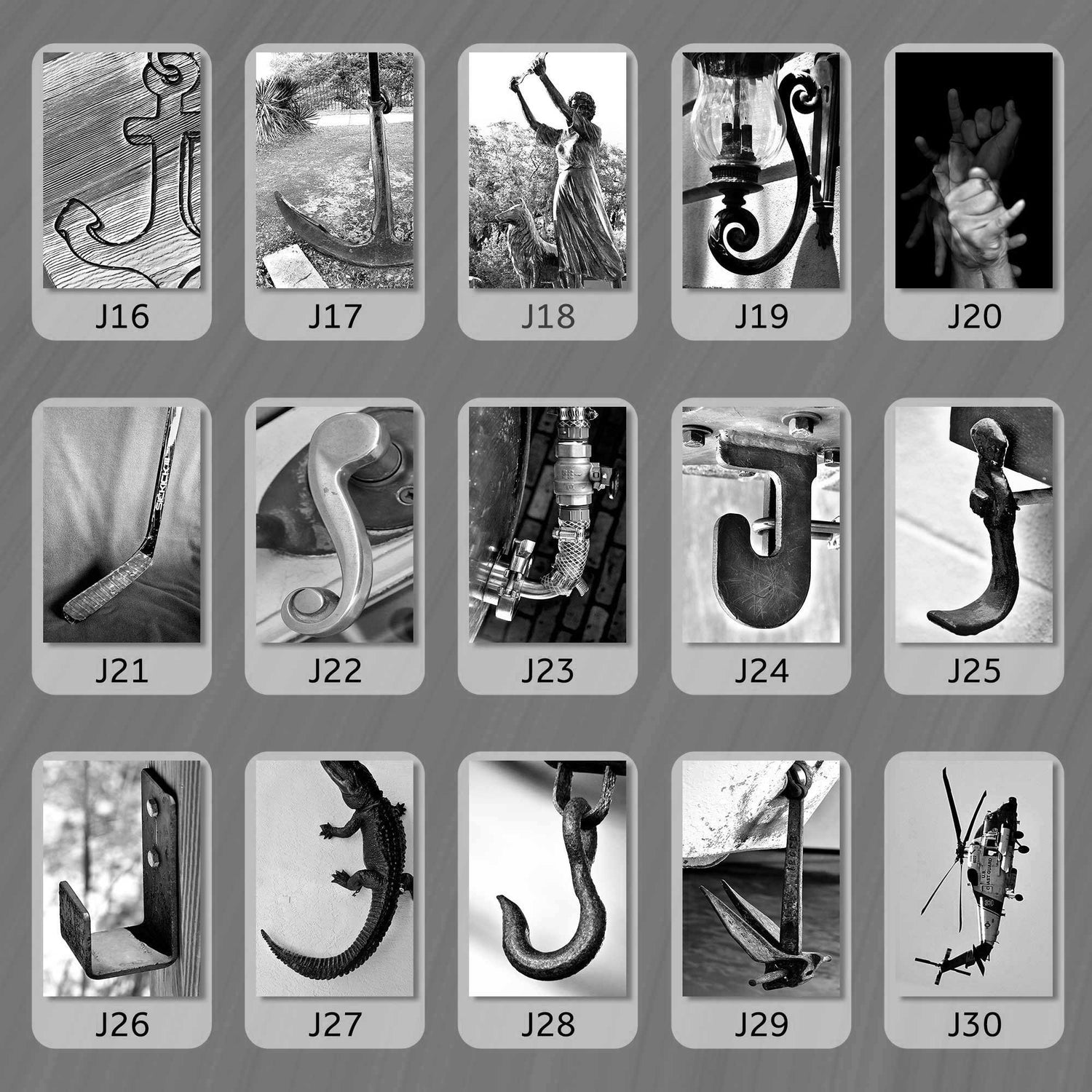 Black and White Letter J