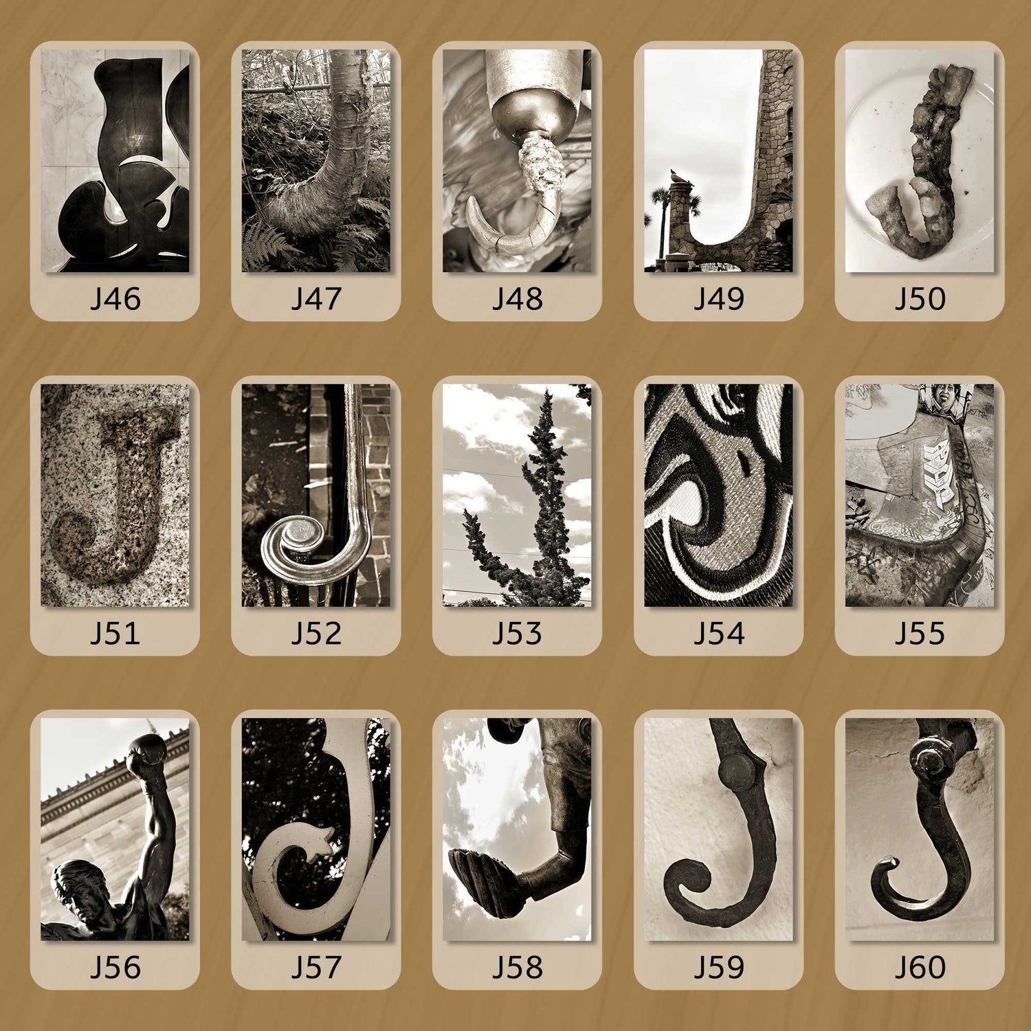 Sepia Letter J