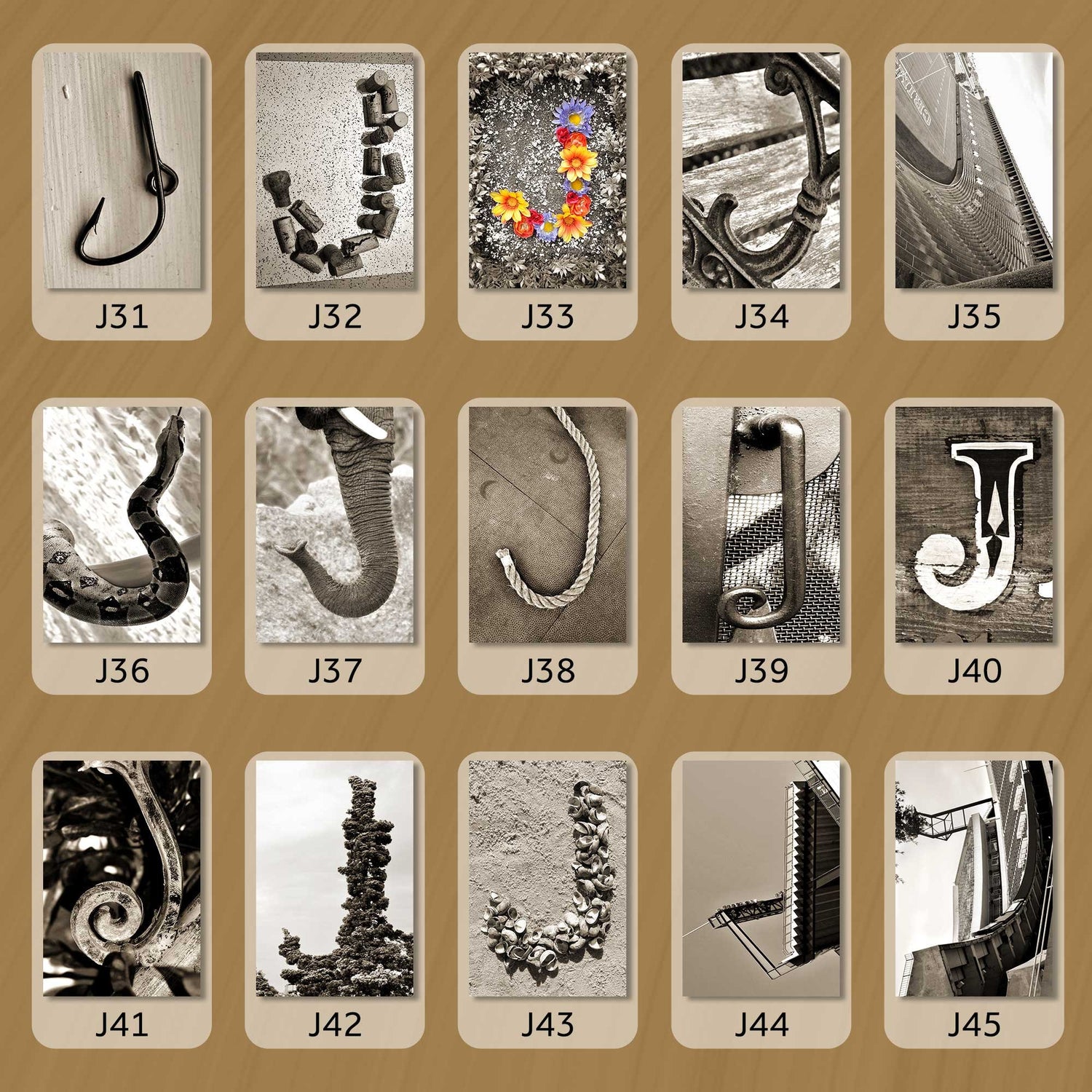 Sepia Letter J
