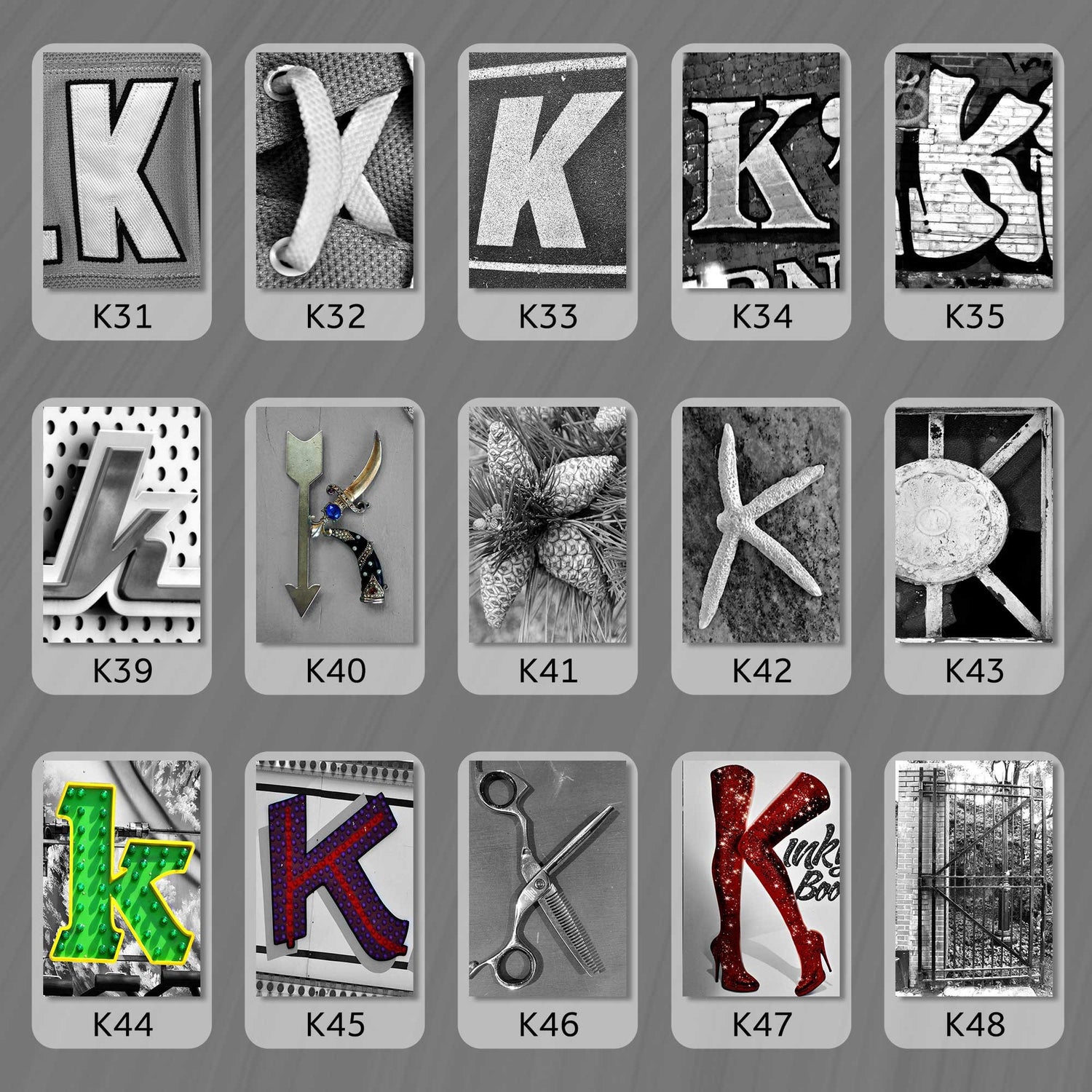 Black and White Letter K
