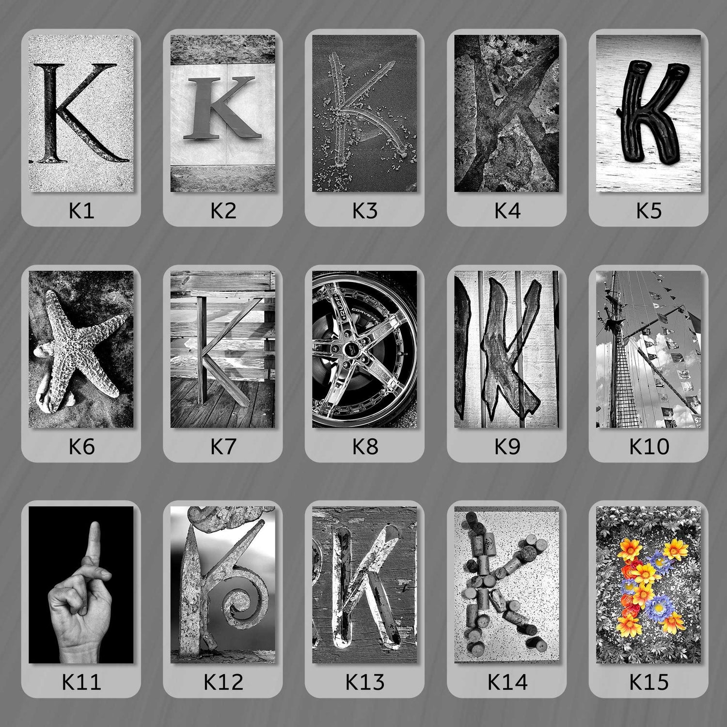 Black and White Letter K