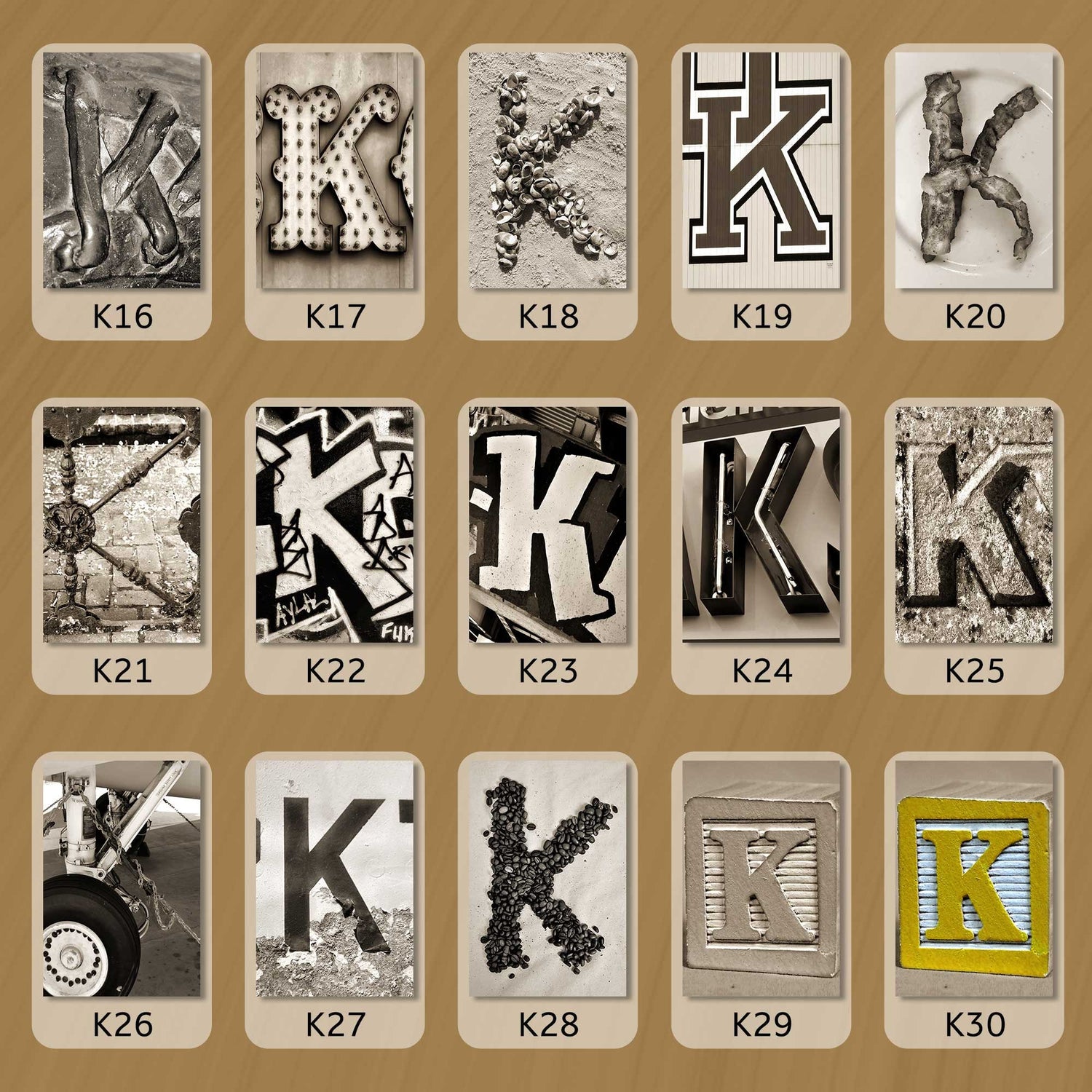 Sepia Letter K