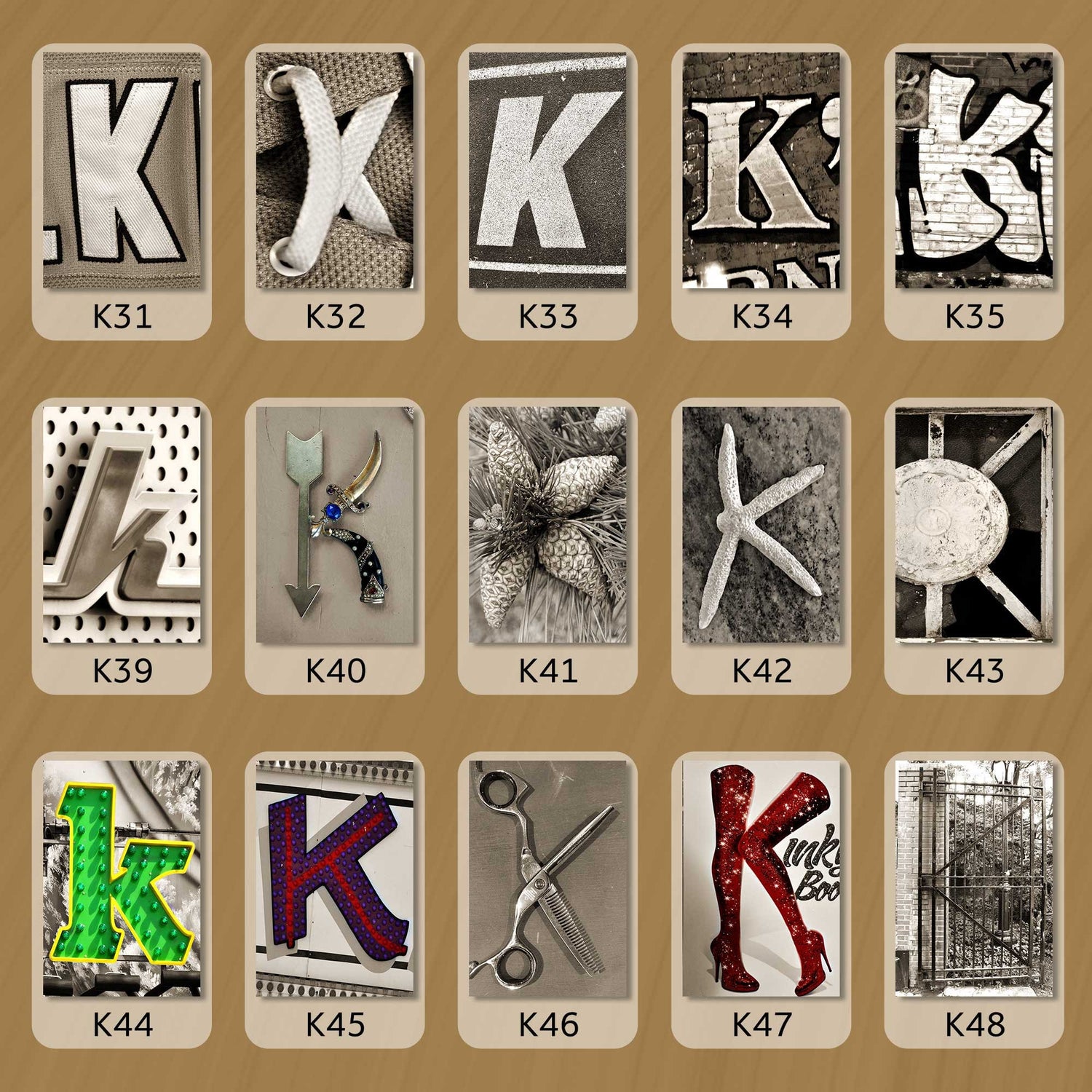 Sepia Letter K