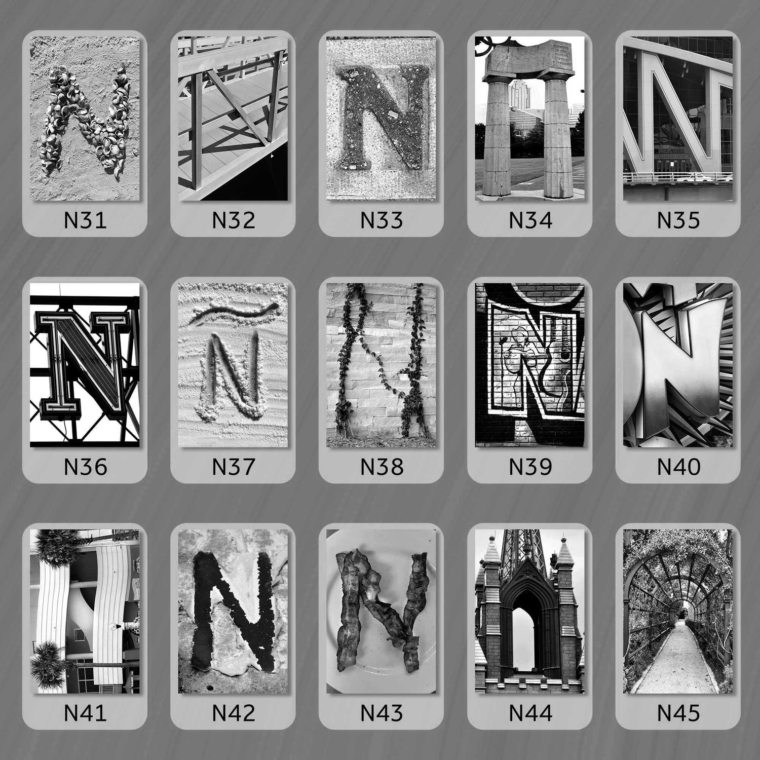 Black and White Letter N