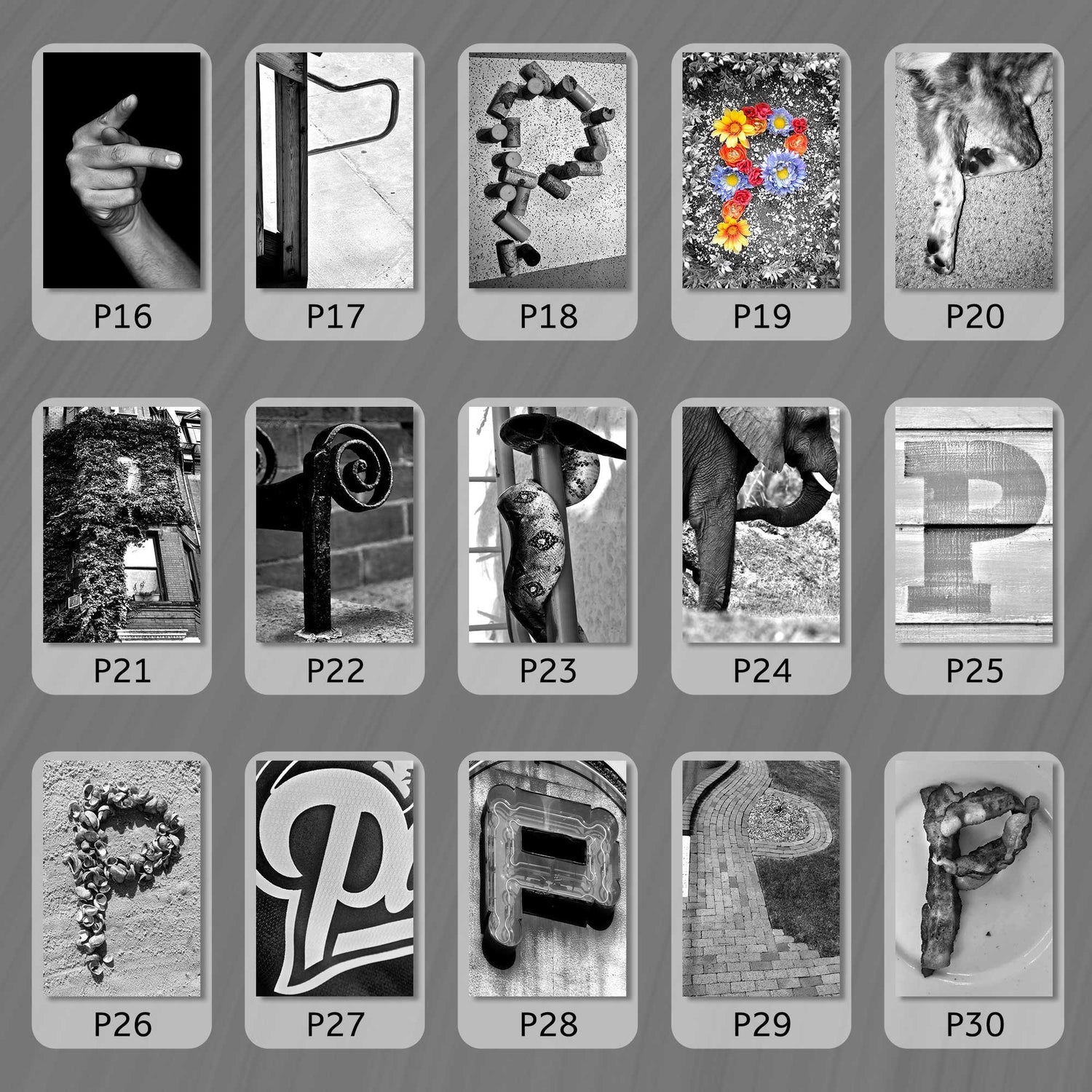 Black and White Letter P
