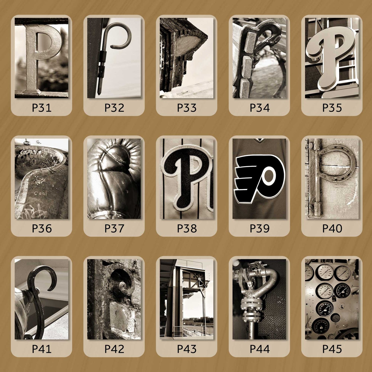 Sepia Letter P