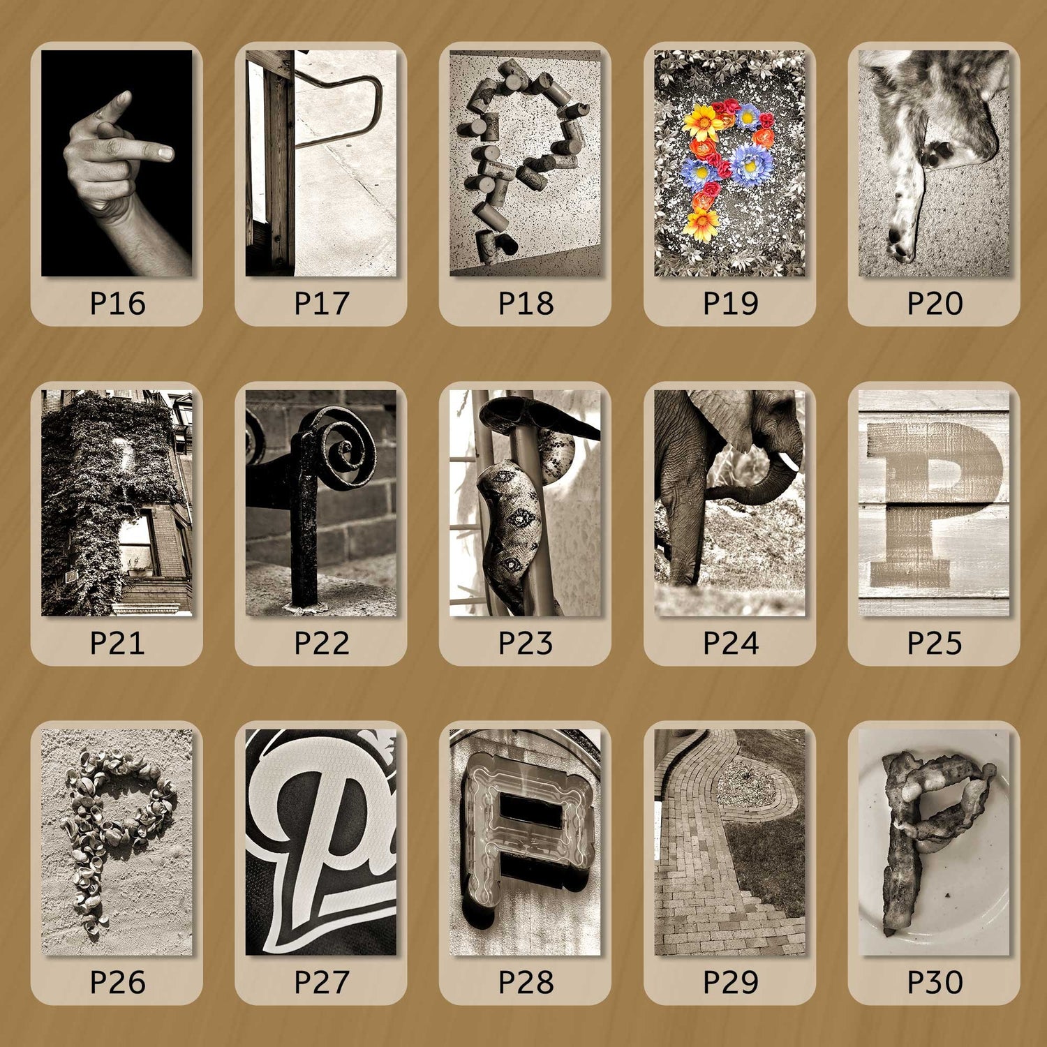 Sepia Letter P