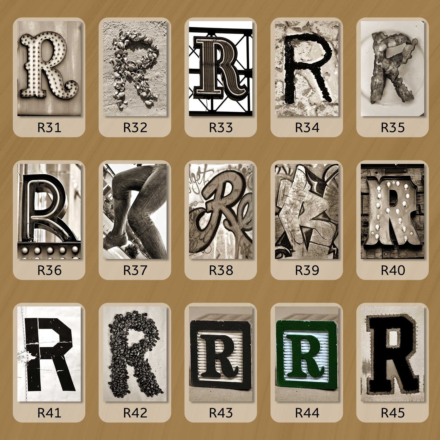 Sepia Letter R