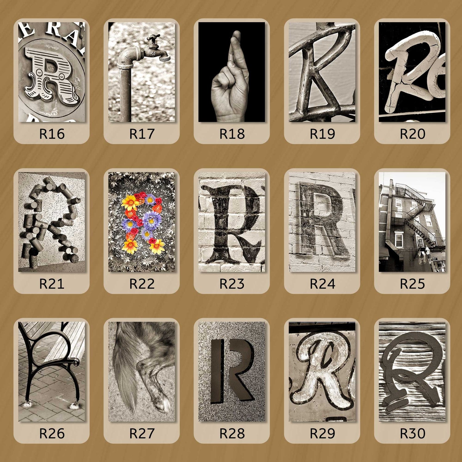 Sepia Letter R