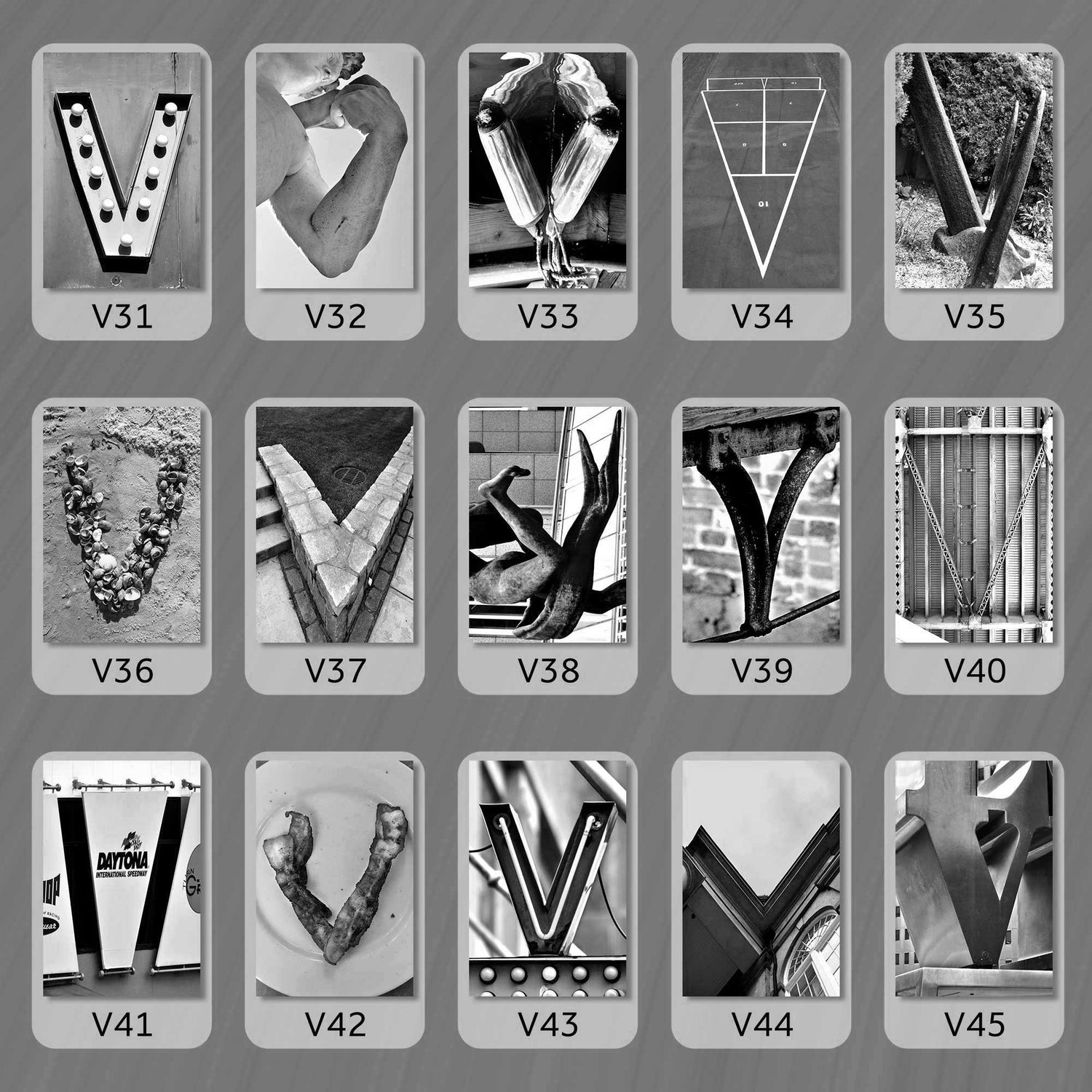 Black and White Letter V