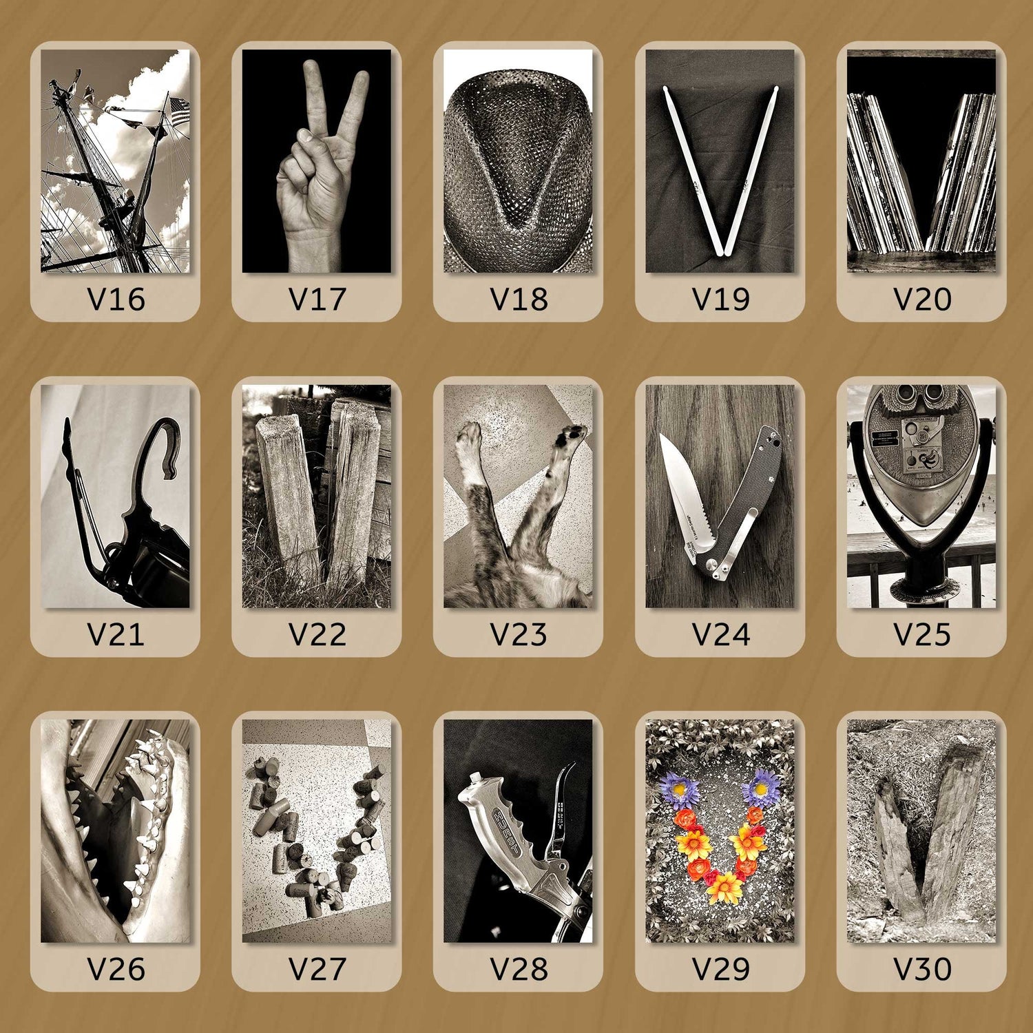 Sepia Letter V