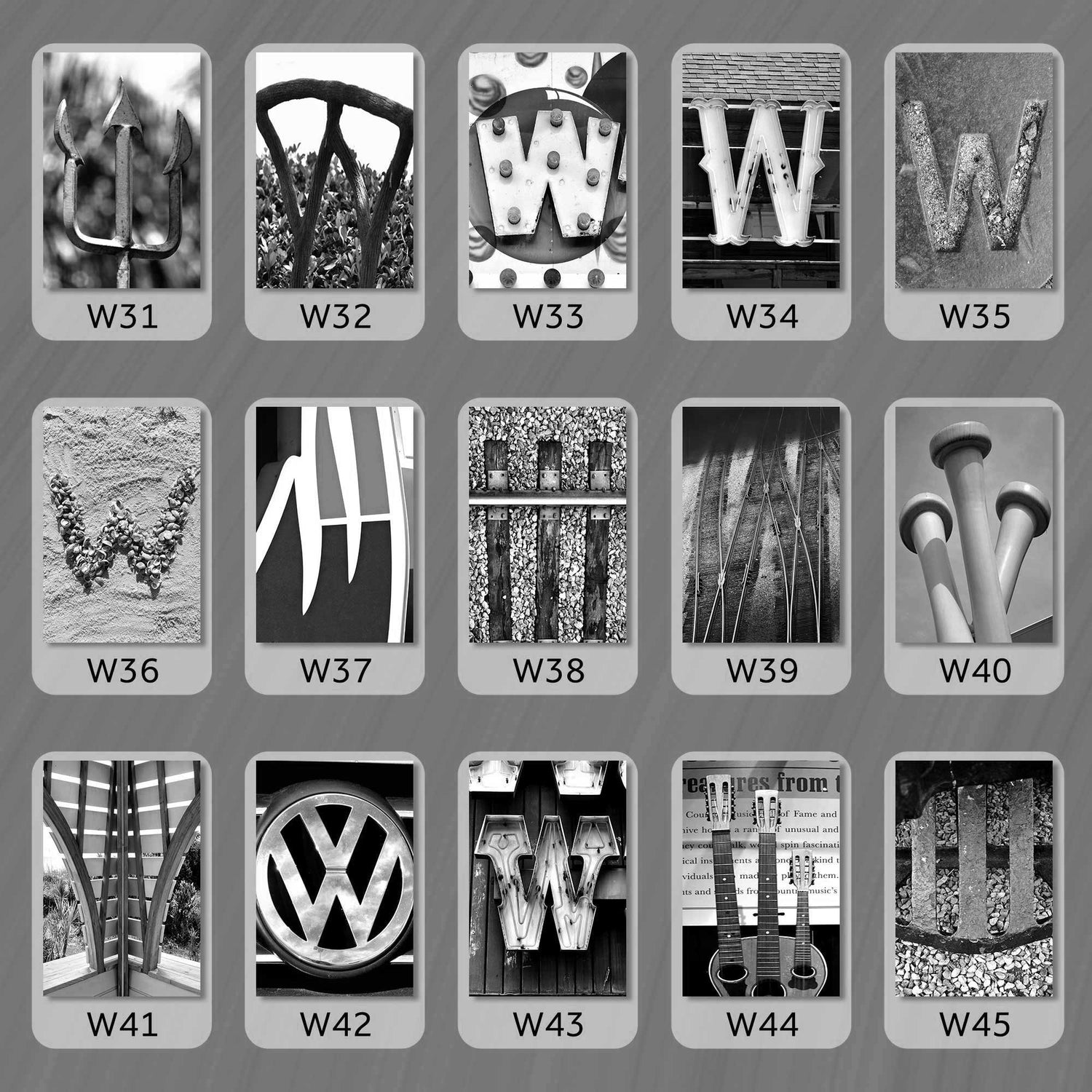 Black and White Letter W