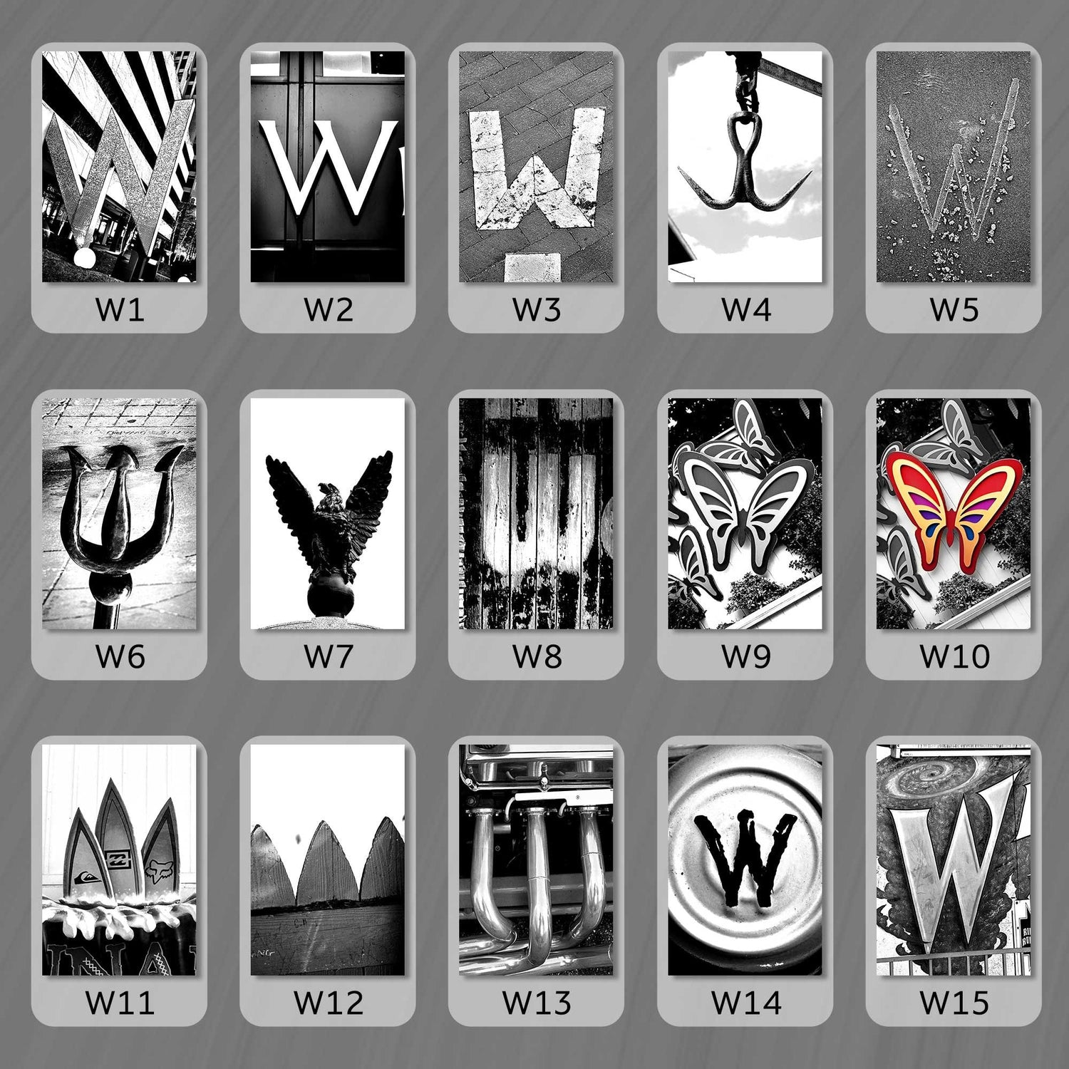Black and White Letter W