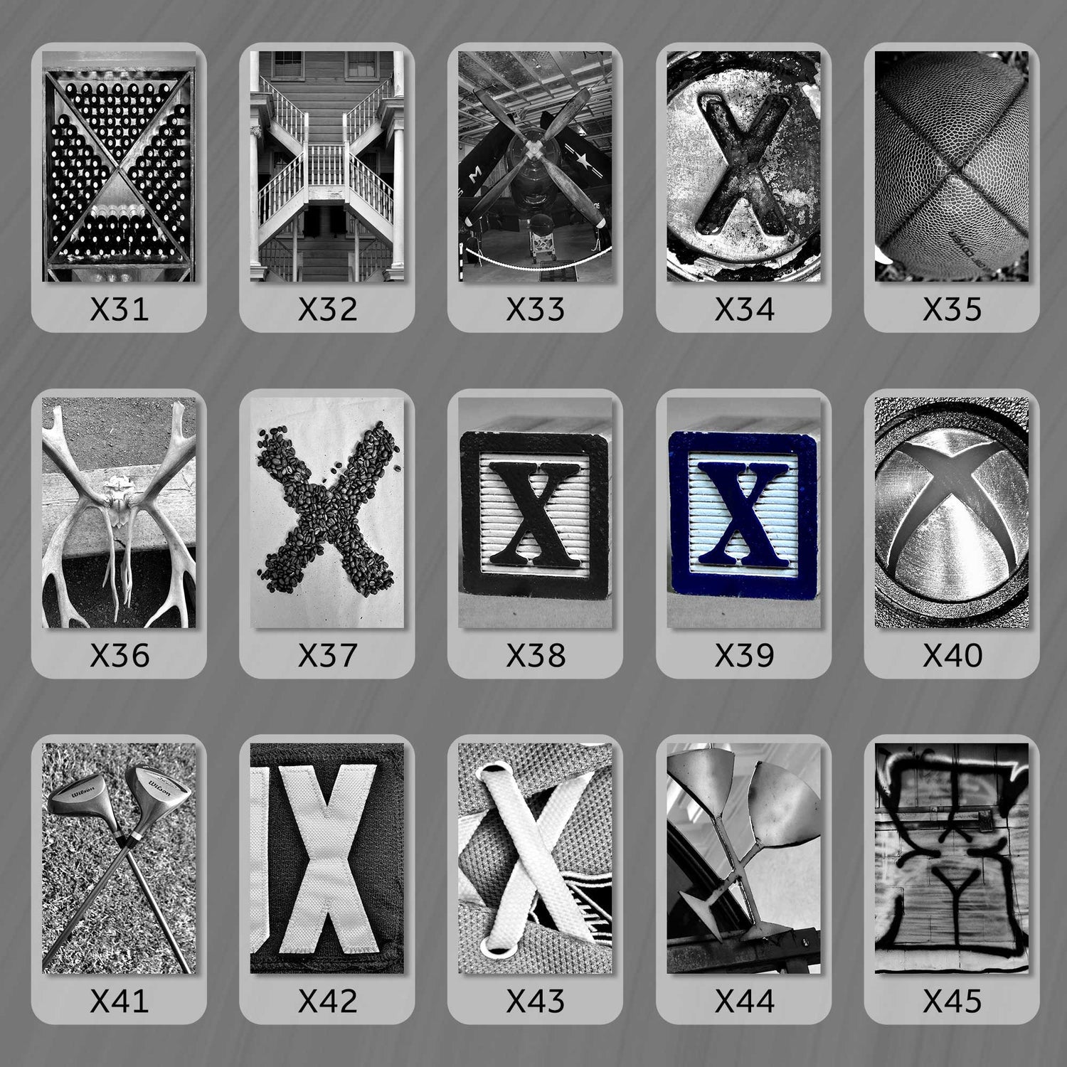 Black and White Letter X