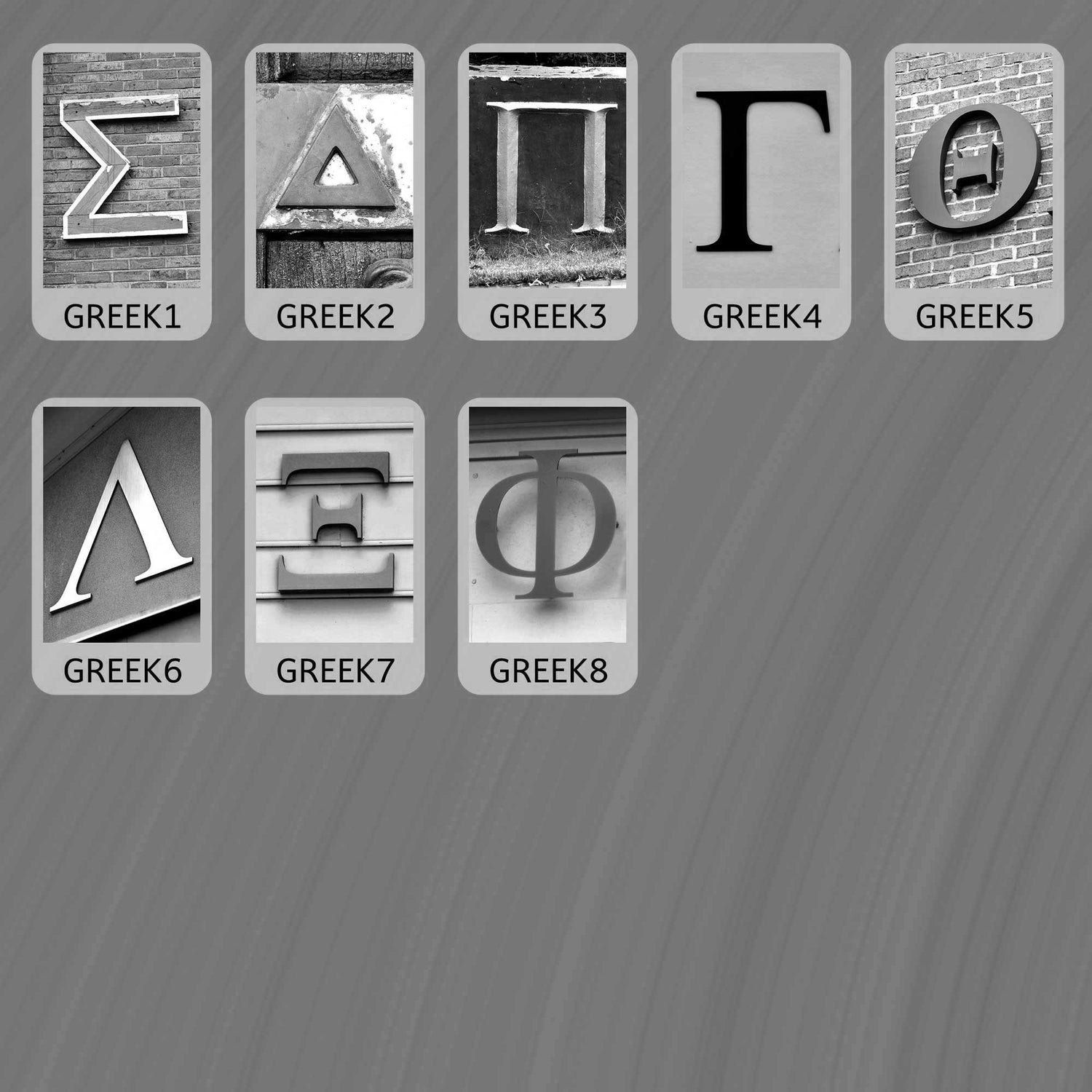 Black and White Greek Letters