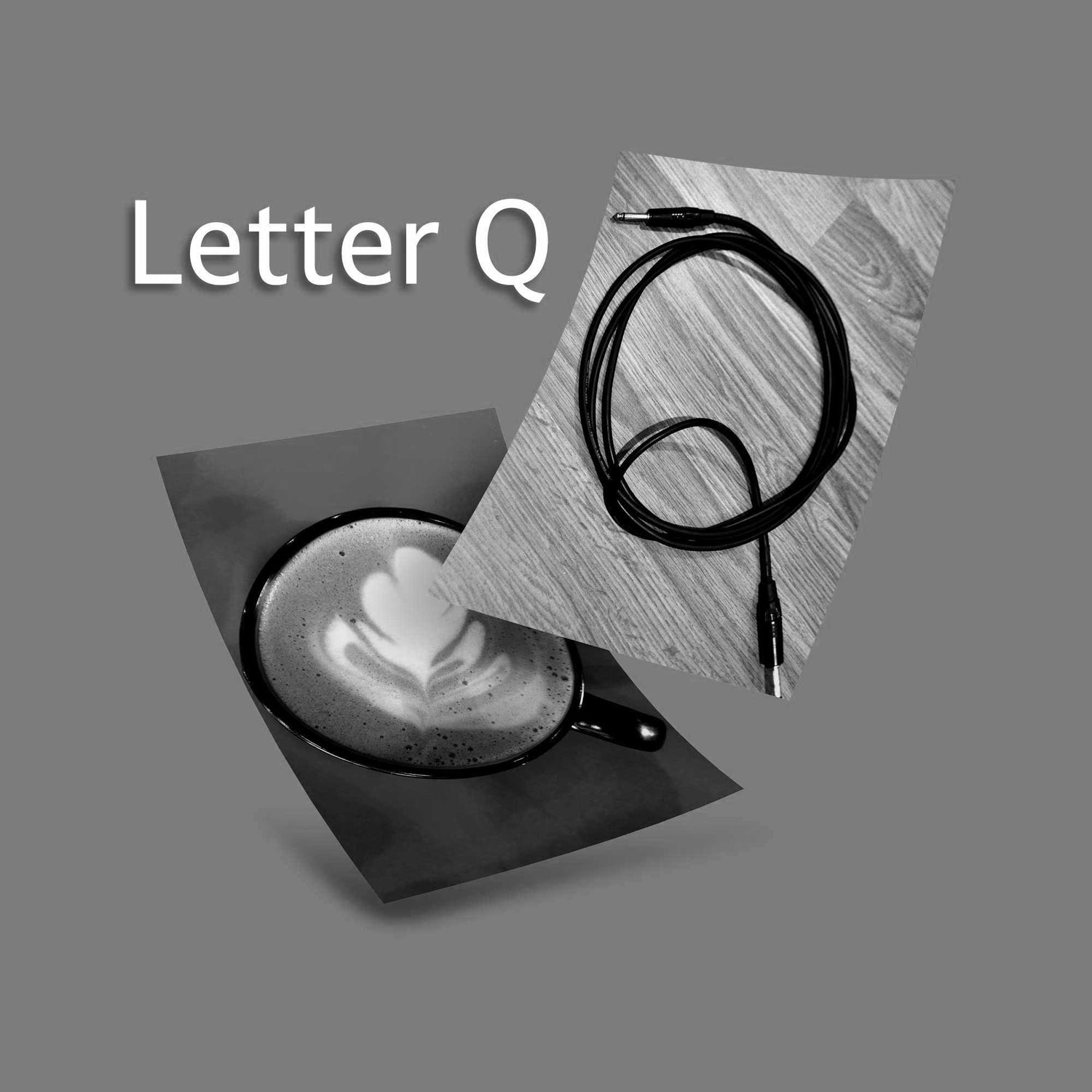Black and White Letter Q