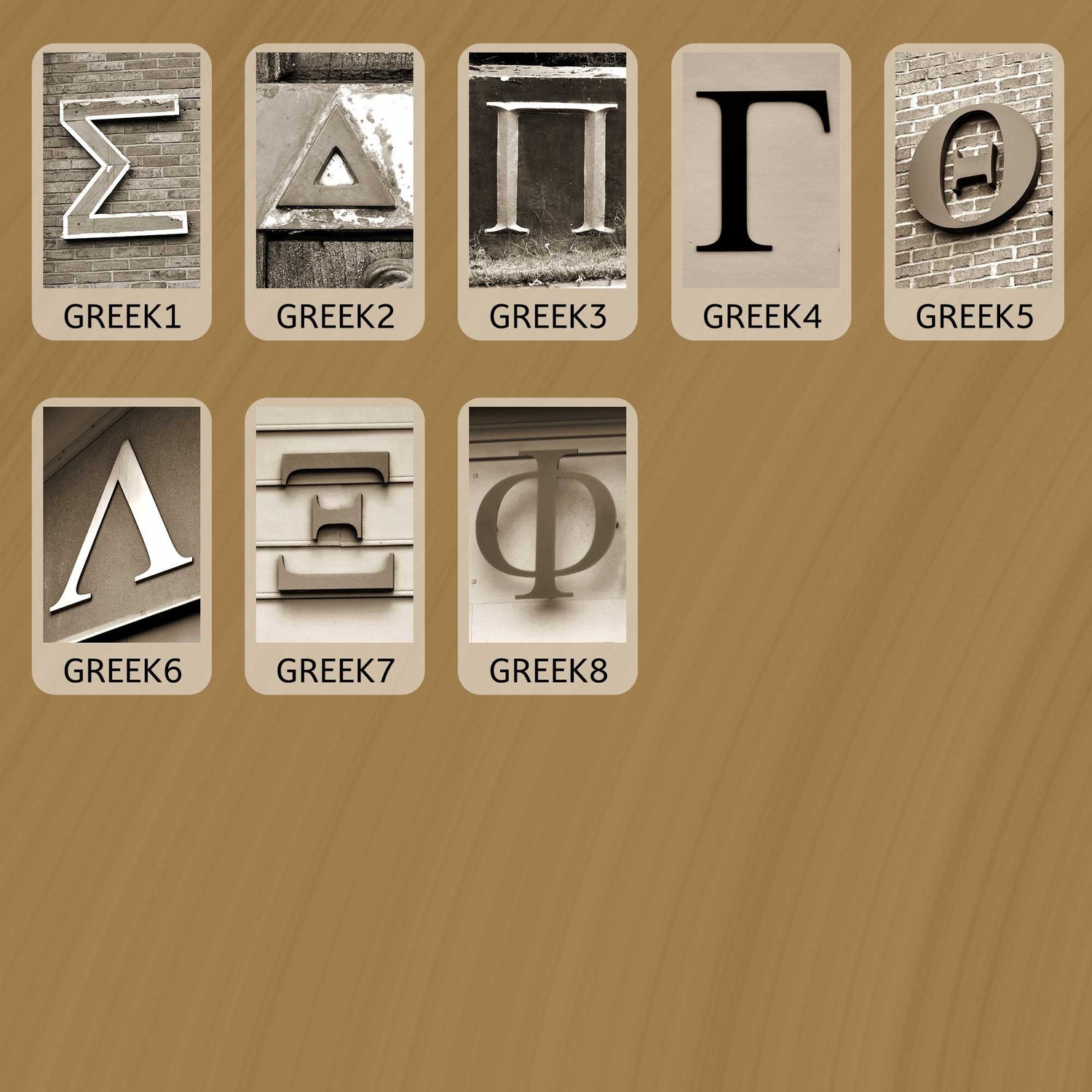 Sepia Greek Letters