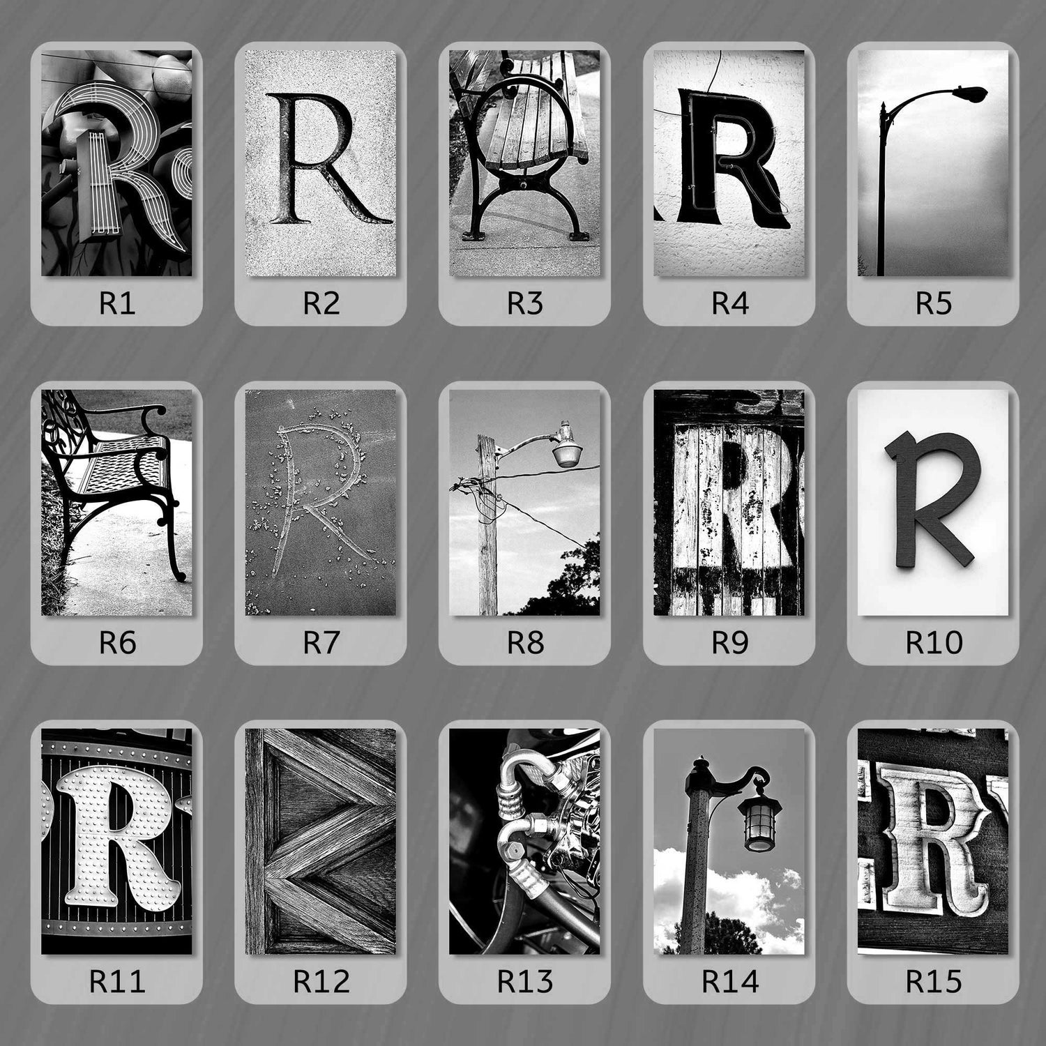 Black and White Letter R