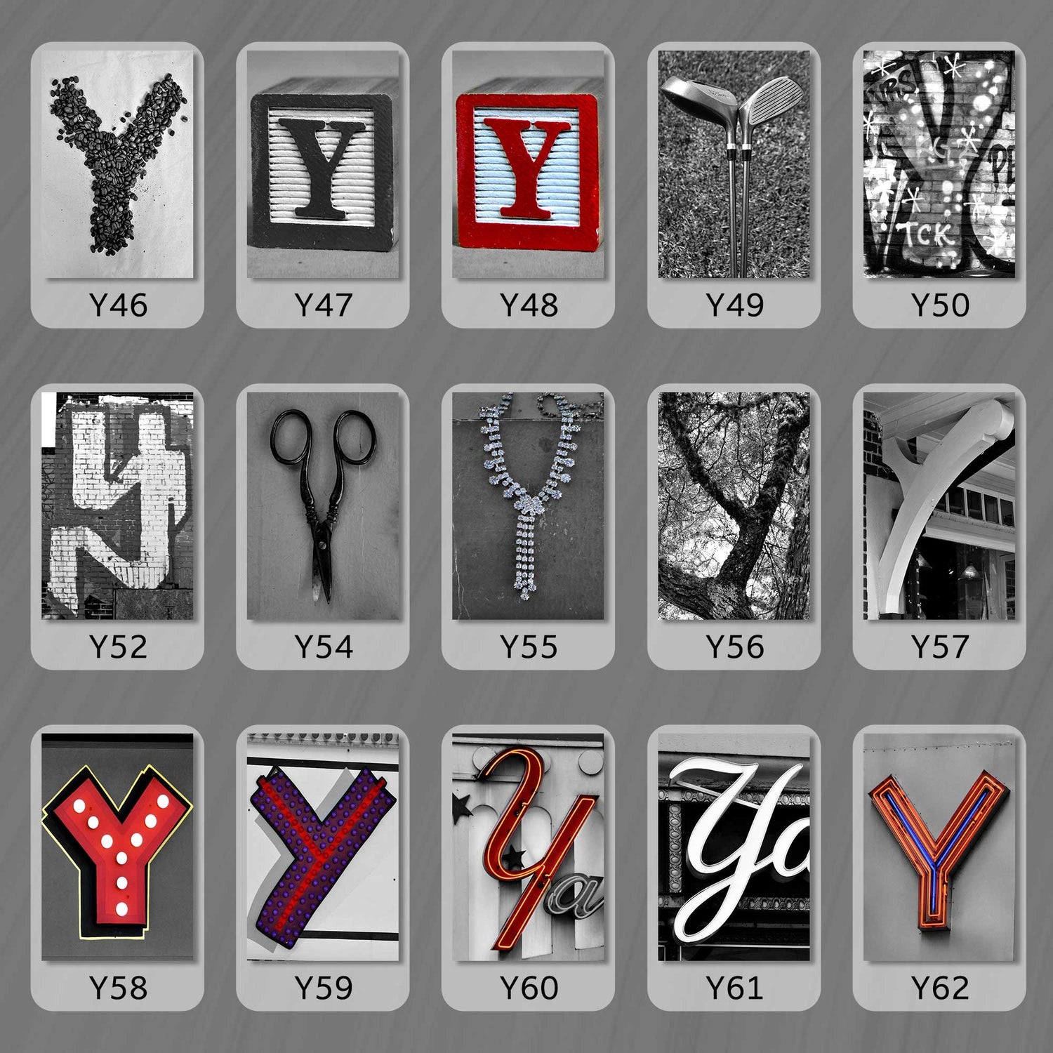 Black and White Letter Y