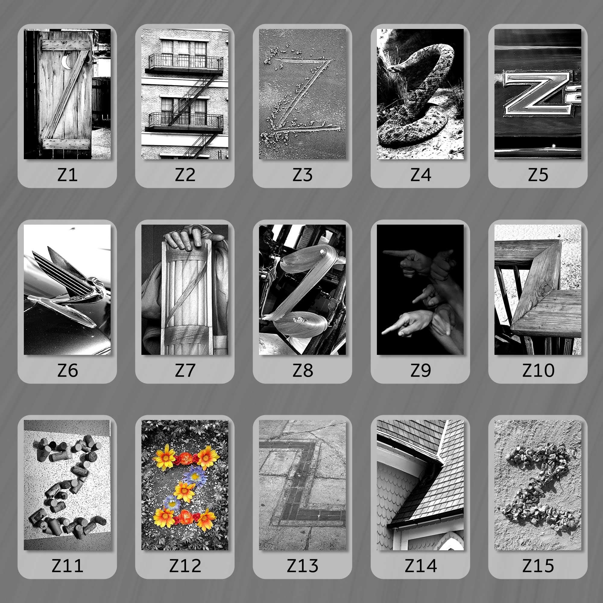 Black and White Letter Z – LetterArt.com